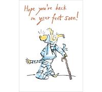 Woodmansterne Get Well Soon Card for Him or Her - Quentin Blake Bandaged Dog Illustrated Design - Recovery Wishes Card for Friends or Family