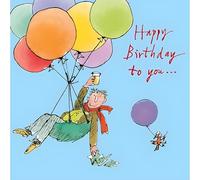 Woodmansterne Happy Birthday Card for Him or Her - Vibrant Quentin Blake Balloon Design - Happy Birthday Card for Friends or Family