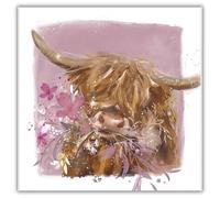 Woodmansterne Highland Cow Birthday Card for Her - Floral Animal Illustration - Blank Inside - Nature-Inspired Greeting Card for Mum, Sister, Friend or Female Family Member