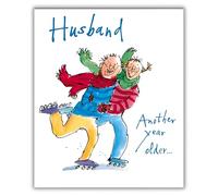 Woodmansterne Husband Birthday Card - Happy Birthday Card for Men with Quentin Blake Roller Skating Illustrated Design
