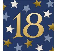 Woodmansterne Male 18th Birthday Card - Happy Birthday Card for Men Age 18 with Emma Bridgewater Contemporary Star Design and an Embossed Foil Finish