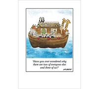 Woodmansterne Male/Female Humorous Christmas Card - Funny Noah's Ark 3 Turkeys Design - for Him/Her