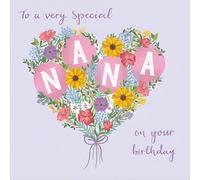 Woodmansterne Nana Birthday Card - Happy Birthday Card for a Special Nana with Floral Balloon Bouquet Design - Birthday Card for Her