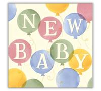 Woodmansterne New Baby Card - Emma Bridgewater Colourful Balloon Design - Congratulations Card for New Parents - Embossed Finish
