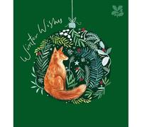 Woodmansterne Pack Of 5 Charity Christmas Cards Fox Bauble Cards The National Trust Charity - National Trust Festive, Heartfelt Wishes, Eco-Friendly, Quality Craftsmanship, Winter Foliage