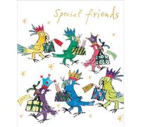Woodmansterne Special Friends Christmas Card - Quentin Blake Parrots and Gifts with Foil Details - Eco-Friendly and Recyclable