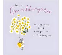 Woodmansterne Special Granddaughter Birthday Card - Happy Birthday Card for Girls with 'More Loved than you Could Possibly Imagine' Illustrated Girl and Floral Daisy Design