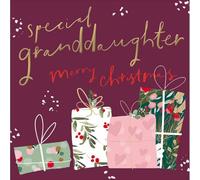 Woodmansterne Special Granddaughter Christmas Card Gold Foiled Wrapped Presents Xmas Greetings - Paper Chain Elegant Design, Gold Foil, Floral Patterns, Heartfelt Wishes, Eco-Friendly, Family