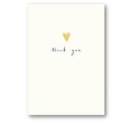 Woodmansterne Thank You Card - Gold Heart and Simple Message Embossed with Foil - Eco-Friendly and Recyclable