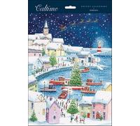 Woodmansterne Traditional Christmas Fishing Village Advent Calendar - 405mm x 258mm - 24 Doors, Blue, Large