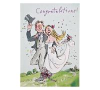 Woodmansterne Wedding Day Card - Vibrant Quentin Blake Design -Wedding Congratulations Card for Friends or Family