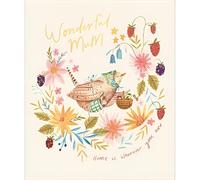 Woodmansterne Wonderful Mum Birthday Card - Happy Birthday Card with Floral Bird and Berries Design with a Foil Finish- Birthday Card for Women