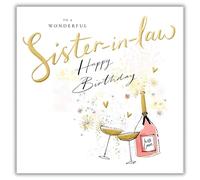 Woodmansterne Wonderful Sister In Law Birthday Card - Happy Birthday Card for Women with Artistic Champagne Design and an Embossed Foil Finish