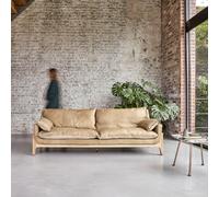 Woodnest - Cheyenne 3-seater sofa in solid oak and leather Brown