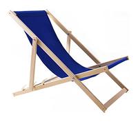 WOODOK Liegestuhl aus Buchholz Strandstuhl Sonnenliege Gartenliege für Strand, Garten, Balkon und Terrasse Liege Klappbar bis 120kg (Dark blue)