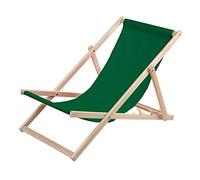 WOODOK Wooden Deck Chair Reclining Beach Patio Garden Large Seat (Green)