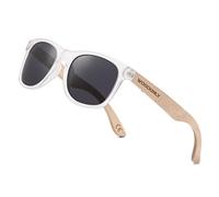 WOODONLY Modern Wood Polarized Sunglasses - Cool Style Fashion Frame with Wooden Temple for Men and Women Perfect Gifts (White + Maple)