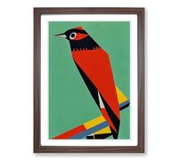 Woodpecker Abstract Vol.1 Framed Print | A2 Walnut Framed Wall Art | Ready to Hang | Abstract Animal Picture | Living Room Bedroom Lounge Office