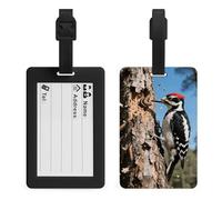 Woodpecker at Work Luggage Tags for Suitcases Personalized Luggage Tags Business Card Holder Travel ID Bag Tag with Address Card Quick Spot Baggage Identifier for Carry On