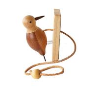 Woodpecker Bell - Carved Solid Cedar Bell Rustic Chimes Natural Bird Sculpture Sound Alert Cabin Decoration Handmade Forest Art Striking Sound | Porch