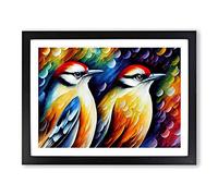 Woodpecker Bird Painting Vol.1 Abstract H1022 Framed Print for Living Room Bedroom Home Office Décor, Wall Art Picture Ready to Hang, Black A4 Frame (34 x 25 cm)