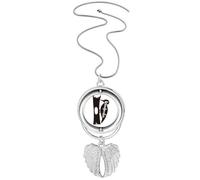 Woodpecker Black And White Animal Pendant Angel Wings Rotating Necklace Jewelry