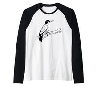 Woodpecker Line Art Birdwatcher Raglan Baseball Tee