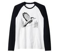 Woodpecker Line Art Birdwatcher Raglan Baseball Tee