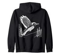 Woodpecker Line Art Birdwatcher Zip Hoodie