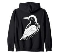 Woodpecker Line Art Birdwatcher Zip Hoodie