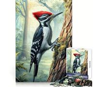 Woodpecker on Tree 1000 Piece Jigsaw Puzzle for Adults Logical Think Soft Distraction Seamless Lock Festive Present (38x26cm)