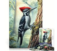 Woodpecker on Tree Jigsaw 1000 Pieces for Teenagers Cognitive Boost Slow Leisure Tight Lock Thoughtful Xmas (38x52cm)