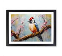 Woodpecker Palette Knife Framed Print | A2 Black Framed Wall Art | Ready to Hang | Modern Animal Picture | Living Room Bedroom Lounge Office