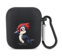 Woodpecker's Bluetooth Headset Cover Earbuds Case TPU Headphone Protective Compatible with Airpods 1/2 Black-Color