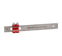 Woodpeckers Paolini Pocket Rule, Stainless Steel, 200mm, Metric Woodworking Ruler, Sliding Stop, Vertical End Scale, Scribing Notch, Engraved Scale