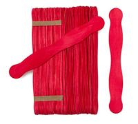 Woodpeckers Wooden Red 8" Fan Handles, Wedding Programs, Paint Mixing, Pack 50, Jumbo Craft Popsicle Sticks for Auction Bid Paddles, Wooden Wavy Flat Stems for Any DIY Supplies Kit