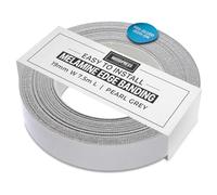 WoodPress® 19mm Pearlised Grey Melamine Edging, Pre-Glued Veneer Tape - 7.5m Roll - Iron-On for Easy DIY Application - Will Cover the Edge of a Standard MDF Panel