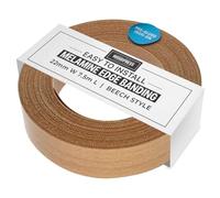 WoodPress® 22mm Beech Wood Style Laminate Melamine Edging, Pre-Glued Veneer Tape - 7.5m Roll - Iron-On for Easy DIY Application - Will Cover the Edge of a Standard MDF Panel