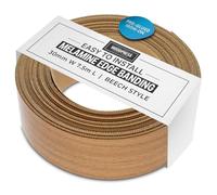 WoodPress® 30mm Beech Wood Style Laminate Melamine Edging, Pre-Glued Veneer Tape - 7.5m Roll - Iron-On for Easy DIY Application - Will Cover the Edge of a Standard MDF Panel