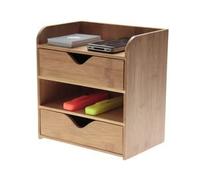 Woodquail 4 Tier Desk Organiser Stationery Box Desk Tidy, Made of Natural Bamboo