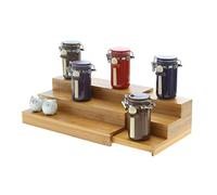 Woodquail Adjustable Kitchen Cupboard Organiser Spice Step Rack Shelf Serving Tray, Made of Natural Bamboo