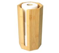 Woodquail Bamboo Free Standing Toilet Roll Holder Toilet Paper Organiser Bathroom Stand Kitchen Roll Dispenser