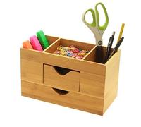 Woodquail Desk Organiser Tidy Stationery Box, Made of Natural Bamboo
