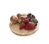 Woodquail Natural Bamboo Rotating Round Tray Lazy Susan Turntable Serving Plate Board 25cm