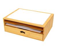 Woodquail Printer Monitor Stand, Desk Tidy Organiser with Drawer, Made of Natural Bamboo