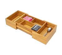 Woodquail Small Expandable Adjustable Drawer Inserts Organiser, Cutlery Flatware Tray, Made of Natural Bamboo