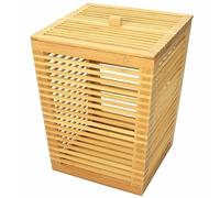 Woodquail Waste Paper Bin Home Office Basket, Made of Natural Bamboo (Bin with Lid)