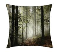 Woods, Dark Woods Route Surrounded By Fog In The Sunshine Day Time In Mother Earth Image Pillowcase Reversible Cushion Cover Decor Cushion Covers For Sofa Sofa Chair Birthday 45X45Cm