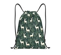 Woods Deer Green Print Women Men Drawstring Backpack Waterproof Pe Bag Large Swimming Bags For Yoga Travel Holidays