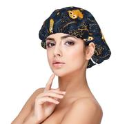 Woods Owl Print Satin Silk Bonnet for Sleeping Women, Adjustable Double Layer Satin Hair Bonnet Night Sleep Cap for Curly Hair